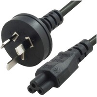 8ware AU Power Lead Cord Cable 2m 3-Pin AU to ICE 320-C5 Cloverleaf Plug Mickey Type Black Male to Female 240V 7.5A 3 core Notebook Laptop AC Adapter