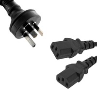 8ware 1m 10amp Y Split Power Cable with AU NZ 3-pin Male Plug 2xIEC F C13 Socket  Cord for PC  Monitor to Wall Power Socket ~CBPOWERY