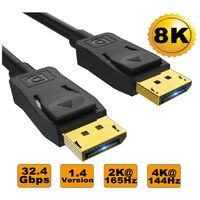8Ware 3m Ultra 8K DisplayPort DP1.4 Cable - Male to Male Gold Plated 7680x4320 8K 60Hz 4K 144Hz 32.4Gbps UHD QHD FHD HDP HDCP HDTV HDR 28AWG