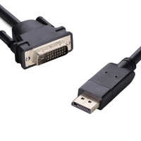 8ware DisplayPort DP to DVI-D 2m Cable Male to Male 241 Gold plated Supports video resolutions up to 1920x1200 1080P Full HD  60Hz