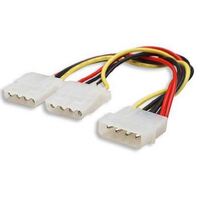 Astrotek Internal Power Molex Cable 20cm - 5.25 inch 4 pins Male to 2x 5.25 inch 4 pins Female 18AWG RoHS ~ CB8W-MOLEX-PWR