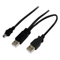 Astrotek USB 2.0 Y Splitter Cable - Type A Male to Mini B 5 pins 1m  USB Type A Male 2m Black Colour Power Adapter Hub Charging