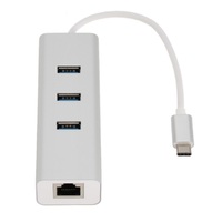 Astrotek USB-C to LAN  3 Ports USB3.0 Hub Gigabit RJ45 Ethernet Network Adapter Converter 15cm for iPad Pro Macbook Air Samsung Galaxy MS Surface