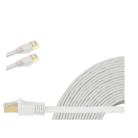 Edimax 1m White 40GbE Shielded CAT8 Network Cable - Flat 100pct Oxygen-Free Bare Copper Core Alum-Foil Shielding Grounding Wire Gold Plated RJ45