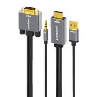 mbeat Tough Link 1.8m HDMI to VGA Cable with USB Power  3.5mm Audio Up to 1080p 60Hz (19201080) HDMI (Male)1 USB-A (Connect to Power)1