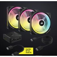 CORSAIR QX RGB Series iCUE LINK QX120 RGB 120mm Magnetic Dome RGB Fan Starter Kit