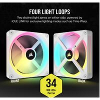 CORSAIR QX RGB Series iCUE LINK QX140 RGB WHITE 140mm Magnetic Dome Bearing PWM RGB Dual Fan Expansion Kit