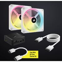 CORSAIR QX RGB Series iCUE LINK QX140 RGB WHITE 140mm Magnetic Dome Bearing. PWM RGB Dual Fan Starter Kit