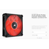 Corsair ML ELITE Series ML120 LED ELITE 120mm Magnetic Levitation Red LED Fan with AirGuide Single Pack 
