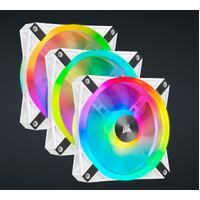 Corsair QL120 RGB White Triple Fan Kit with Lighting Node Core ICUE 120mm RGB LED PWM Fan 26dBA 41.8 CFM 3 Fan Pack