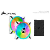 Corsair QL140 RGB White Dual Fan Kit with Lighting Node Core ICUE 140mm RGB LED PWM Fan 26dBA 50.2 CFM 2 Fan Pack