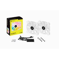 Corsair White SP140 RGB ELITE 140mm RGB LED Fan with AirGuide 68 CFM Dual Pack with Lighting Node CORE