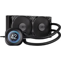 Corsair NAUTILUS 240 RS LCD Liquid CPU Cooler - Black, 240mm rad, LCD pump, 2x PWM fans, 2100 RPM, AM5 LGA1851, copper plate, 400mm tube, 36dBA