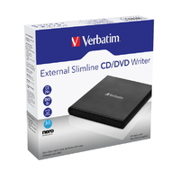 Verbatim External Slimline Mobile CD/DVD Writer USB 2.0 Black (L)