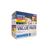 Brother TN-240 - COLOUR LASER TONER - 4 COLOUR PACK OF TN-240 LASER TONER CONTAINS BLACK CYAN MAGENTA AND YELLOW