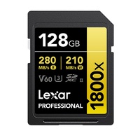 Lexar Professional 1800x 128G SDXC UHS-II Card GOLD Series 128GBC10,  UHS-II(U3), V60, 1800x, up to 280MB s read, 210MB s write