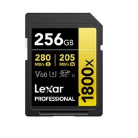 Lexar Professional 1800x 256G SDXC UHS-II Card GOLD Series 256GBC10, UHS-II(U3), V60, 1800x, up to 280MB s read, 205MB s write