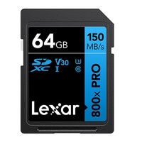 Lexar High-Performance 800x PRO 64GB SDHC ft SDXC UHS-I Card BLUE Series up to 150MB s1 shoot high-quality images and stunning 1080p Full-HD and 4K U