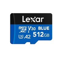 Lexar BLUE microSDXC UHS-I Card 512GB 512GB - C10,  A2, UHS-I(U3), V30, up to 160MB s read Multi-Card 3-in-1 USB 3.1 Reader marked with Rev B