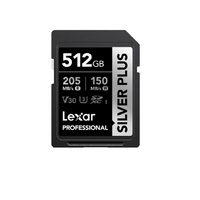 Lexar Professional SILVER PLUS 512GB SDXC UHS-I Card  speeds of up to 205MB s and 150MB s and supports seamless recording of FULL-HD and 4K videos
