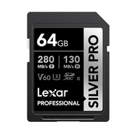 Lexar Professional SILVER PRO 64GB SDXC UHS-II Card 64GBC10, UHS-II(U3), V60, Silver Pro, up to 280MB s read, 130MB s write