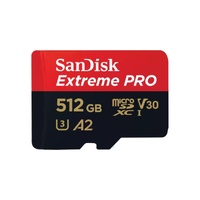 SanDisk Extreme PRO microSDXC UHS-I CARD 512GB  Write speeds of up to 140MB S  Great for capturing 4K UHD video  Lifetime Limited Warranty