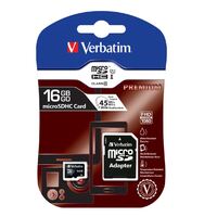 Verbatim Micro SDHC 16GB (Class 10) with Adaptor Up to 45MB Sec 300X read speed