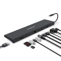 Simplecom CHN622 USB-C 12-in-1 Multiport Docking Station Laptop Stand Dual HDMI  VGA Triple Display Gigabit LAN