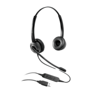 Grandstream GUV3000 Dual Ear USB Headset Noise Canceling Microphone HD Audio 2m USB Cable Suits Teams Zoom 3CX Inline Controls