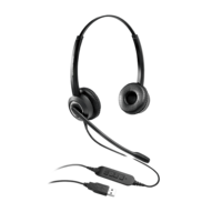 Grandstream GUV3000 Dual Ear USB Headset Noise Canceling Microphone HD Audio 2m USB Cable Suits Teams Zoom 3CX Inline Controls