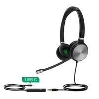 Yealink UH36 Stereo Wideband Noise Cancelling Headset - USB-C / 3.5mm Connections, Certified to UC,  LED Indicator