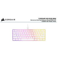 Corsair K65 RGB MINI 60% Mechanical Gaming Keyboard, Backlit RGB LED, CHERRY MX SPEED Keyswitches, White