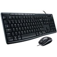 Logitech MK200 USB Media Keyboard and Mouse Combo - 1000dpi USB Full-size Keyboard Thin profile play pause volume the Internet e-mail