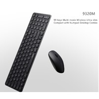 RAPOO 9320M Bluetooth 4.0 5.0  2.4G  Wireless Multi-mode Keyboard Mouse Combo Aluminum Base 2400 DPI 10M Range Compact Black Retail Pack