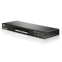 Aten Desktop KVMP Switch 4 Port Dual Display DVI Dual Link w  audio 2x Custom KVM Cables Included 2x USB Port Selection Via Front Panel