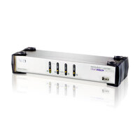 Aten Desktop KVMP Switch 4 Port Dual Display VGA w  audio 4x Custom KVM Cables Included 2x USB Port Selection Via Front Panel