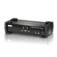 Aten Desktop KVMP Switch 2 Port Single Display 4k DisplayPort w/ audio, Cables Included, 2x USB Port, Selection Via Front Panel