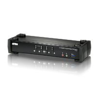 Aten Desktop KVMP Switch 4 Port Single Display 4k DisplayPort w  audio Cables Included 2x USB Port Selection Via Front Panel