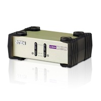 Aten Desktop KVM Switch 2 Port Single Display VGA Both USB  PS 2 Options Custom Cables Included Selection Via Front Panel