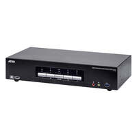 Aten Desktop KVMP Switch 4 Port Triple Display 4k DisplayPort w  audio Cables Included 2x USB Port Selection Via Front Panel
