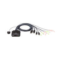 Aten Compact KVM Switch 2 Port Single Display Display Port w  Audio Remote Port Selector USB Hot-Plugging