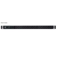 Aten 0U Basic PDU with Surge Protection, 16x IEC Sockets, 10A Max, 100-240VAC, 50-60HZ, Overcurrent protection, Aluminum material
