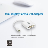 Aten Mini DisplayPort to DVI Adapter Supports VGA SVGA XGA SXGA UXGA and resolutions up to 1920x1200(PC)   1080p(HDTV)