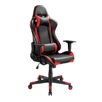 Brateck PU Leather Gaming Chairs with Headrest and Lumbar Support (70x70x127~137cm) Up to 150kg - PU Leather,PVC Leather-Black Red