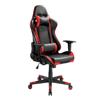 Brateck PU Leather Gaming Chairs with Headrest and Lumbar Support (70x70x127~137cm) Up to 150kg - PU LeatherPVC Leather-Black Red 