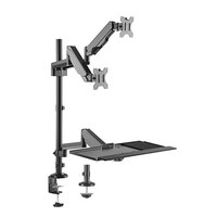 Brateck Gas Spring Sit-Stand Workstation Dual Monitors Mount Fit Most 17 inch-32 inch Moniters Up to 8kg per screen 360 degree Screen Rotation