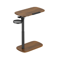 Brateck Storage-Savvy Height Adjustable Mobile Side Table, Gas-Lift Sit-Stand Desk, tabletop 723400mm, weight capacity 10kg (Walnut)
