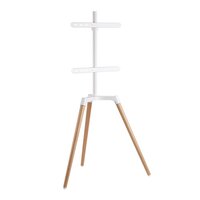 Brateck Pastel Easel Studio TV Floor Tripod Stand For Most 50 inch inch-65 inch inch Up to 35kg Flat Panel TVs  -- Matte White  Beech