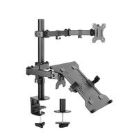 Brateck Economical Double Joint Articulating Steel Monitor Arm with Laptop Holder Fit Most 13 inch-32 inch Monitors Up to 8kg Screen VESA 75x75 100x10