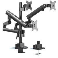 Brateck Triple Monitor Aluminum Slim Pole Held Mechanical Spring Monitor Arm Fit Most 17 inch-27 inch Monitors Up to 7kg per screen VESA 75x75 100x100